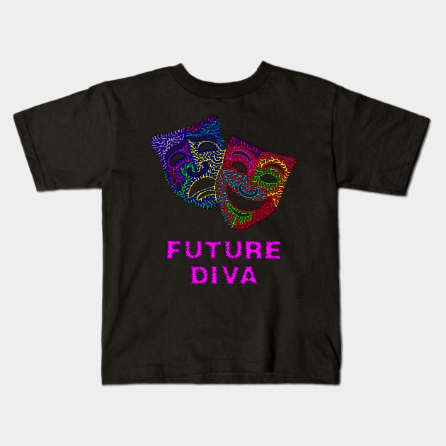 Future Diva - Comedy and Tragedy Masks Kids T-Shirt by NightserFineArts